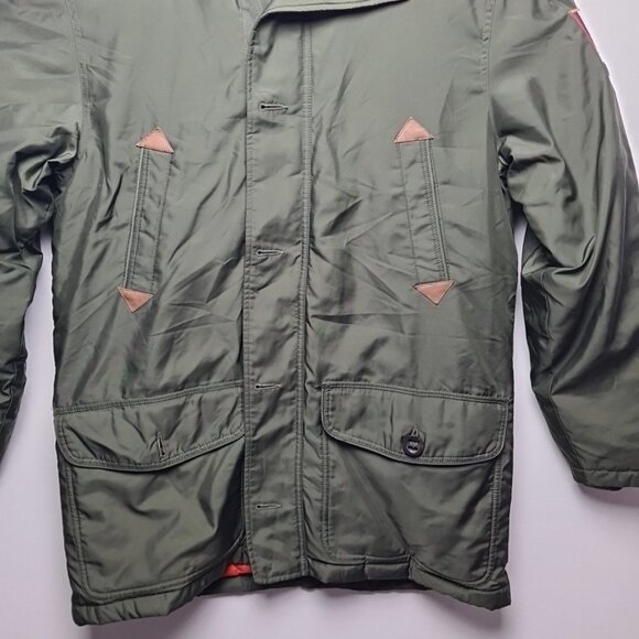 Roots Canada Green Winter Jacket Size M Mens Hooded Outdoor Coat Vintage - Picture 12 of 15